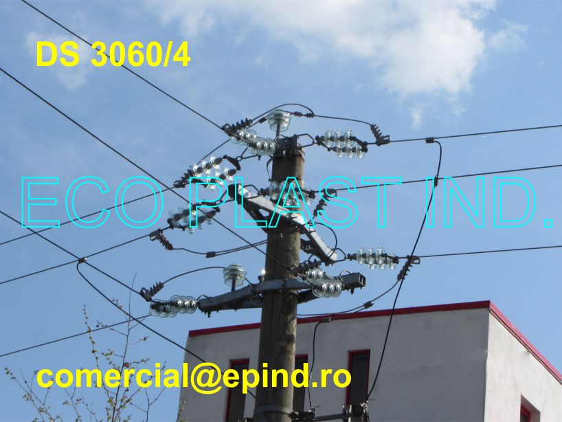 Traversa din otel zincat pentru coronament semiorizontal de sustinere cu placute si intindere izolatie rigida si elastica pentru linii electrice aerine MT-tip P1, L=1600 mm, pentru stalp D=210-170 mm 244045 DS 3060/4 DS 3060 4