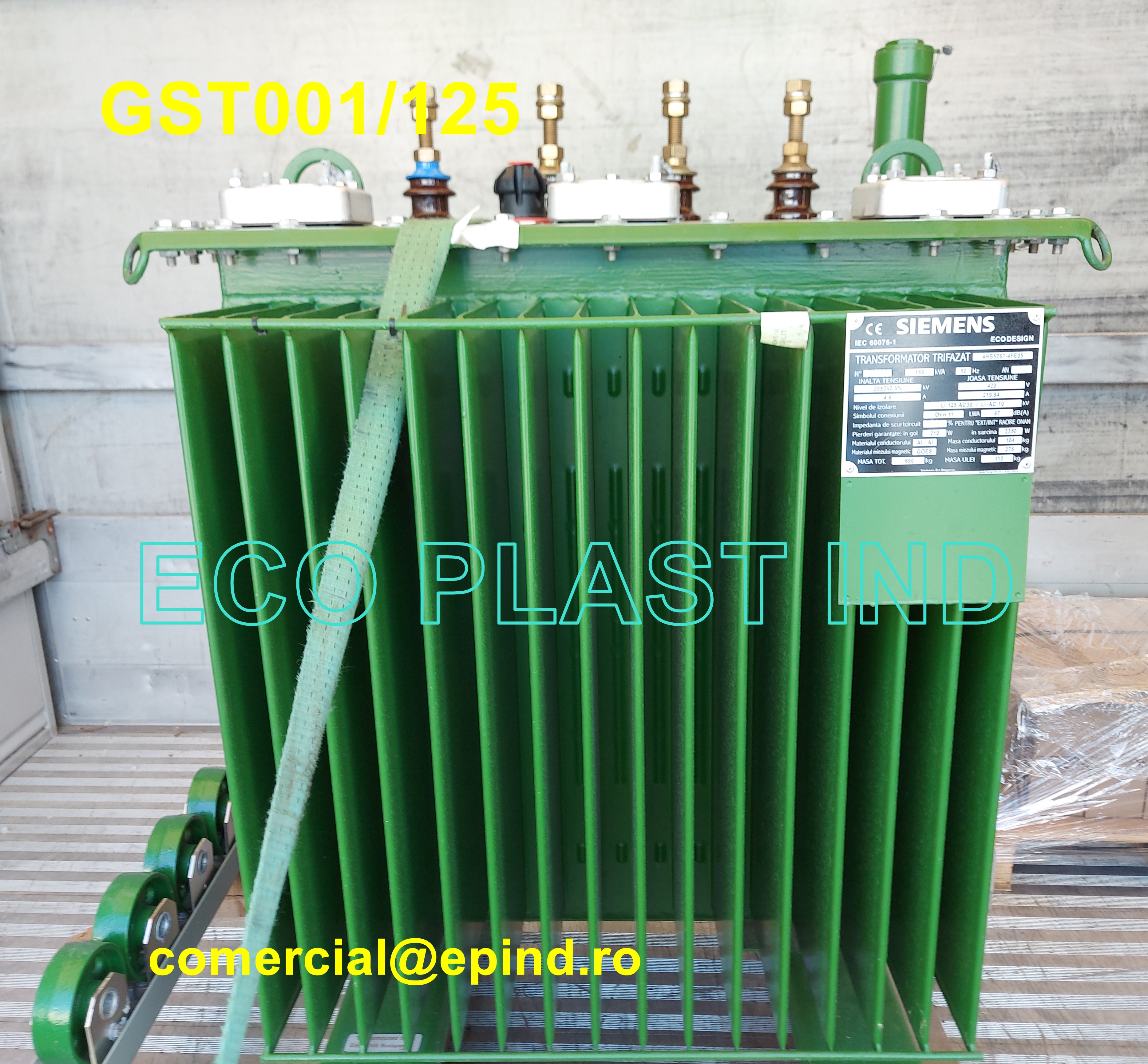 Transformator ECODESIGN 20/0,4 kV cu putere nominala de 160 kVA, (de tip ambrosabil) pentru PTAB 113632 GST001/125 GST001_125
