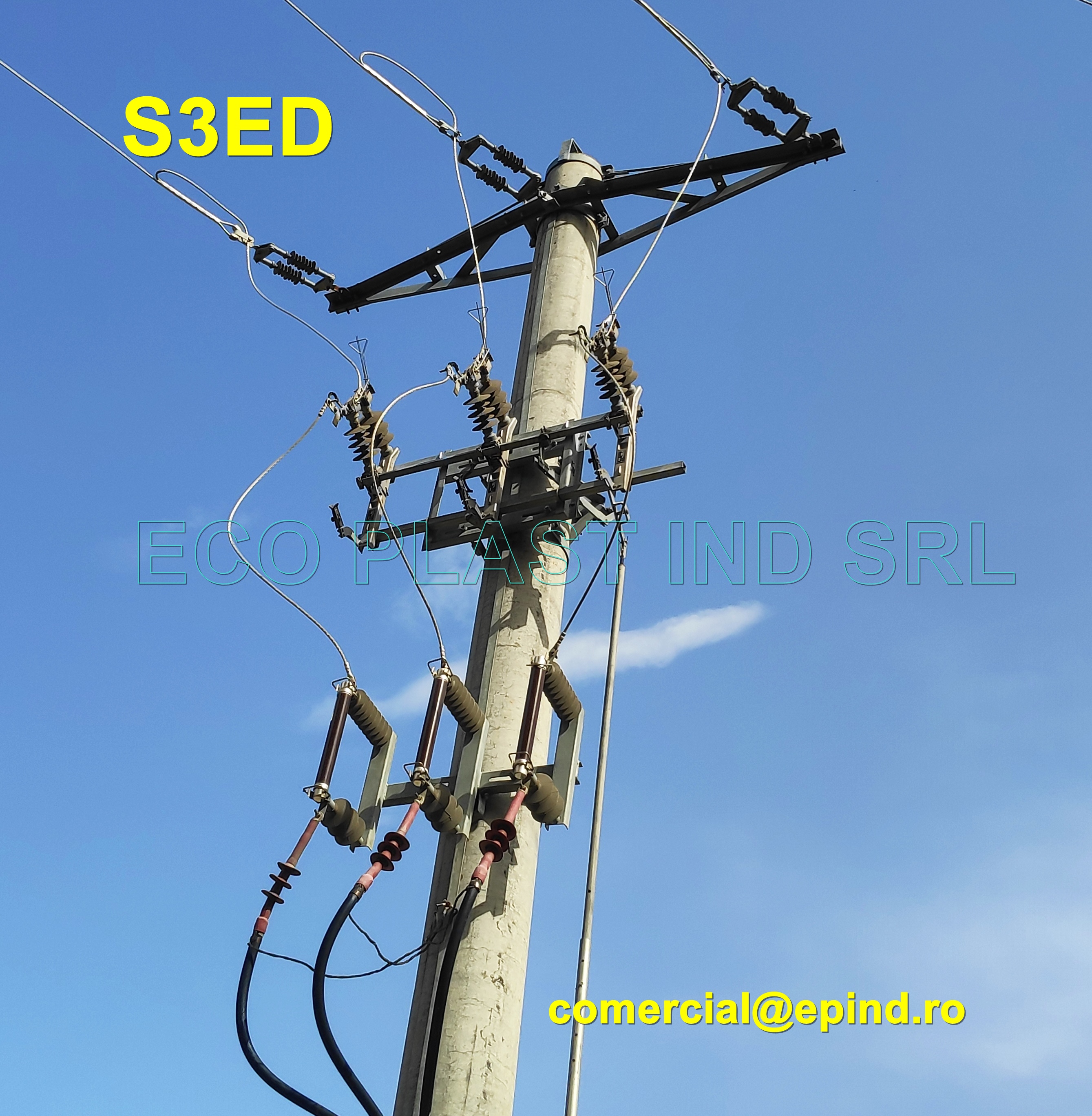 Soclu tripolar pentru sigurante fuzibile de exterior, echipat cu descarcatoare cu ZnO, clasa 2, cu disconector - S3ED2-24/IN D S3ED